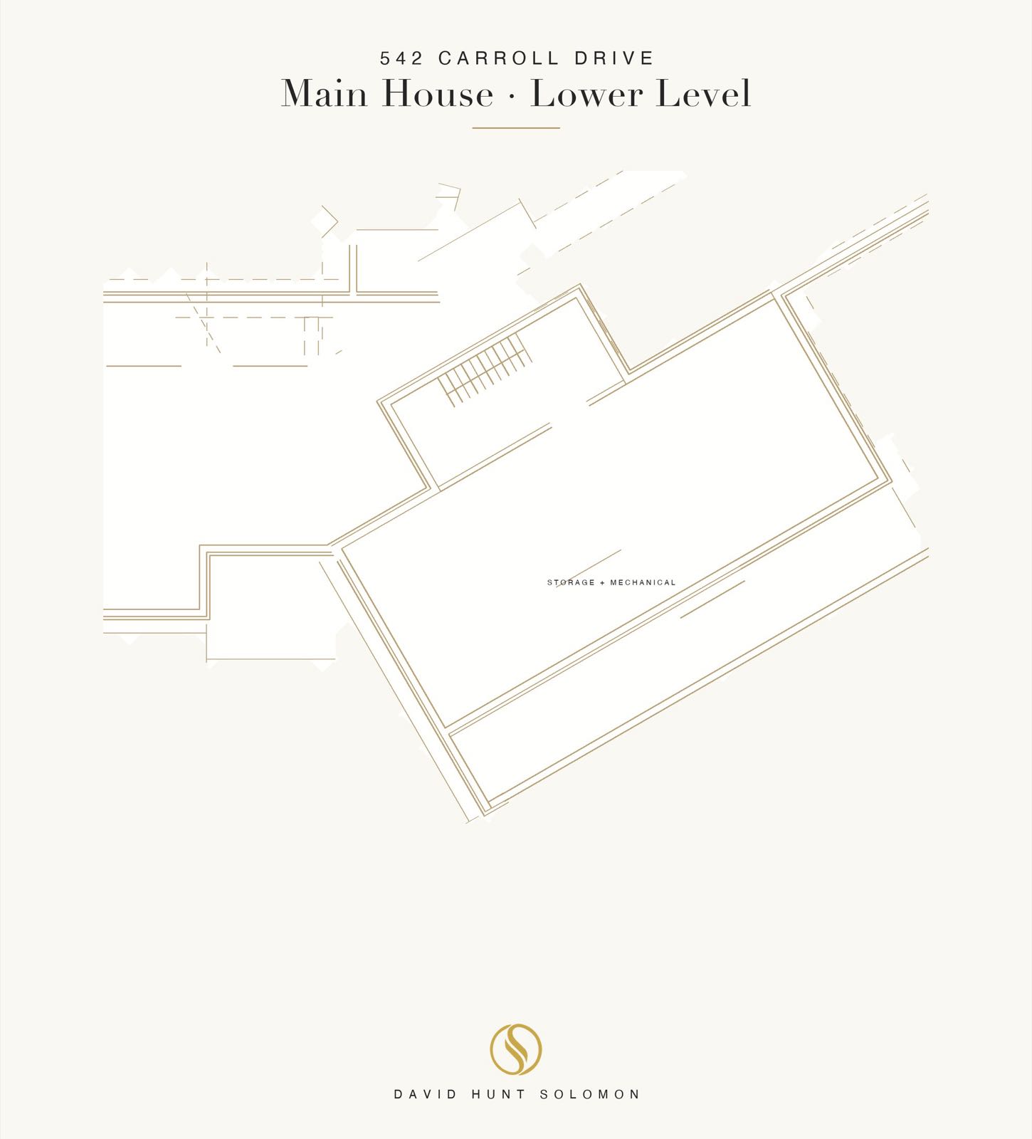 542 Carroll Drive · Main House Lower Level plan: storage and mechanical